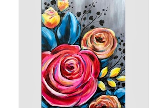 Paint Nite: Pink and Orange Rose Bouquet